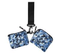 Camouflage Blu Delle Donne Della Moneta Del Titolare Della Carta Della Grande Capacità Cerniera Cash Coin Purse con Cinturino Da Polso per Le Donne 2, Blu mimetico., 1 size, Casual