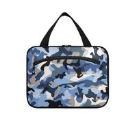 Camouflage Blu Hanging Kit da viaggio per le donne con gancio, Designer Kit da barba multifunzionale Borsa per gli uomini per le vacanze Bolsa de maquillaje para Mujer L