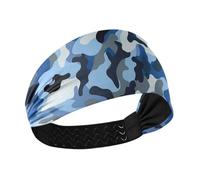 Camouflage Blu Raffreddamento extra larghe fasce per le donne Elastiche larghe fasce per capelli da donna per basket Palestra Palestra banda para la cabeza