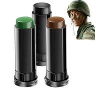 Camouflage Face Paint Sticks, 3 Pezzi pittura per il viso Mimetica, Bastoncini di Pittura per Il Viso Mimetici, Pittura del Viso E del Corpo, Trucco Militare Mimetico (Nero, Marrone, Verde)