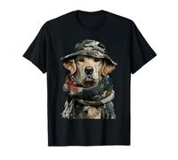 Camouflage Golden Retriever Camo Animal Hunter Caccia Cane Maglietta