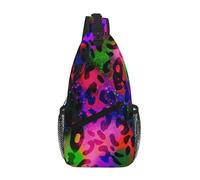 Camouflage Leopard Skin With Tie Dye Donna Uomo Sling Bag Casual Borsa A Tracolla Multitasche Crossbody Bag Per Trekking Ciclismo Sportiva Campeggio
