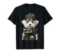 Camouflage Maltese Camo Animale Cacciatore Caccia Cane Grafica Maglietta