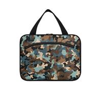 Camouflage Marrone Blu Hanging Toiletry Borsa da viaggio per le donne con gancio, Designer Compact Cosmetic Bag per papà Vacanza organizador de maquillaje para L