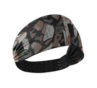 Camouflage Metallo Marrone Frammento Scuro Raffreddamento Ampia fascia Elastica Testa per le donne per uso quotidiano make up Pallavolo lavaggio viso