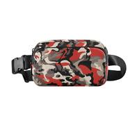 Camouflage Rosso Carino Marsupio Borsa a Tracolla per Uomini Donne Grande Capacità con Cinghia Regolabile per Viaggi Vacanza Running accessori para correr mujer, Rosso mimetico, moderno