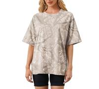 Camouflage Shirts für Frauen Männer Oversized Maple Leaf Print Tops, Kurzarm Sommer Casual Streetwear, Albero Camuffamento Bianco, XXL
