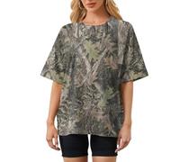 Camouflage Shirts für Frauen Männer Oversized Maple Leaf Print Tops, Kurzarm Sommer Casual Streetwear, Albero Verde Mimetico, L