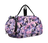 Camouflage Viola Pesca Duffel Bag con Scomparto Scarpe Leggero Pernottamento Borsa per la Scuola Pratica, Sport, Viaggi bolso para palestra mujer, Mimetico, viola, pesca, moderno
