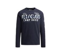 Camp David Maglia a maniche lunghe da uomo con stampe usate, blu navy, M