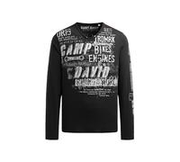 Camp David Maglia a maniche lunghe da uomo in look vintage con stampe usate, Nero , L
