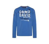 Camp David Maglietta a maniche lunghe da uomo con applicazioni etichetta, Blu - Strong blue, M