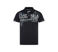 Camp David Polo da uomo in piqué con logo Artworks, blu navy, L