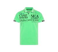 Camp David Polo da uomo in piqué con logo Artworks, Verde elettrico, M
