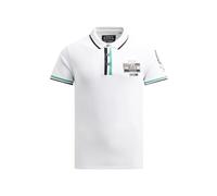 Camp David Polo da uomo in piqué con stampe e toppe, Bianco ottico, XXL