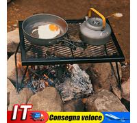 Camp Fire Cooking Rack Folding Heavy Duty for Outdoor BBQ Camping (Black) IT
