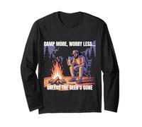 Camp More Less Worry Camping con Birra Divertimento all'aperto Maglia a Manica