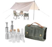 Camp Organizer da cucina - Contenitori per spezie da viaggio, contenitore per spezie da viaggio, organizer per tela, set da 12 spezie per trekking, set di spezie per festival e bushcraft, pratico e