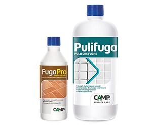 Camp PULIFUGA, Pulitore concentrato per fughe ideale per pavimenti e rivestimenti, Elimina annerimenti, macchie e muffe, 1 L + Trattamento protettivo