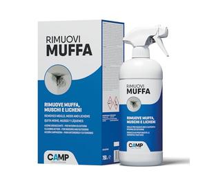 CAMP Rimuovi Muffa - Antimuffa per Muri Interni ed Esterni ad Azione Rapida, Spray Antimuffa Igienizzante Pronto all'Uso, Ideale per Rimuovere Muffe, Muschi e Funghi - Prodotti Pulizia Casa, 750 ml