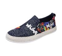 Camp Scarpe da uomo in tela rossa scarpe da uomo primavera traspirante casual piatto copriscarpe indossare scarpe casual in lino scarpe casual Jack & uomo scarpe, Blu, 43 EU