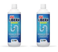 Camp Via Libera, Disgorgante per Scarichi di Lavandini, Docce e WC, Elimina Ingorghi e Cattivi Odori (Confezione da 2)