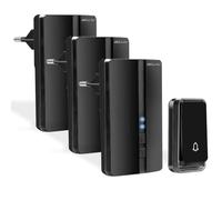 Campagnelli Wireless - Bell4U - Bell4U - Campagnelli Nero Portatile Esterno - 51 Suonerie - Indicatori LED - 50M Operativo a grande Distanza - 4 Volumi Selezionabili - 1x Trasmettitore e 3x Ricevitore