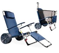 CampAir 2-in-1 Lettino da spiaggia con ruote o carrello pieghevole, blu