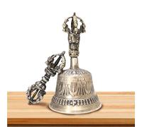 Campana a mano per meditazione buddista tibetana - Strumento taoista tantrico fatto a mano, campana a mano a cinque fili | Vajra Bell Pilon Campana in rame bianco