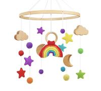 Campana a vento mobile per bambini, arcobaleno, con ciondolo a forma di nuvole, in legno, per la cameretta dei bambini, ragazzi e ragazze, regalo (arcobaleno)