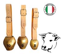 CAMPANA CAMPANACCIO TONDA TONDO CON COLLARE COLLANA IN PELLE PER MUCCA VITELLI