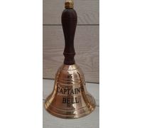 CAMPANA CAMPANELLO IN OTTONE CON MANICO IN LEGNO ARREDO MARE CASA VETRINA