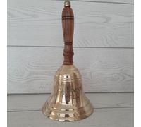 CAMPANA CAMPANELLO IN OTTONE CON MANICO IN LEGNO ARREDO MARE CASA VETRINA