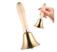 Campana classica in ottone con manico in legno - Campanello da tavolo ideale per scuola, reception, servizio alberghiero, meditazione, decorazione e momenti di preghiera. Suono piccolo ma melodico.