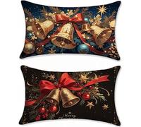 campana Cuscini Divano 40x70 Set da 2 Velluto Federa Cuscino Natale Copricuscini Divano, Copricuscino Cuscini Decorativi letto Rettangolari Copricuscini per Divani, per Decorazioni Casa s-556