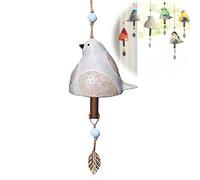 Campana da appendere con canto per uccelli, decorazione per cortile, campana a vento con canto per uccelli, decorazione da giardino, campana per uccelli, campana a vento rustico da appendere (bianco)