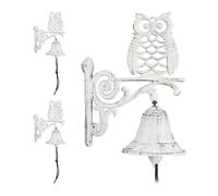 Campana da porta in ghisa Campanella con gufetto 3 pz. Bianco 1,2 kg 22 cm