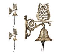 Campana da porta in ghisa Campanella con gufetto 3 pz. Campana decorativa