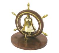 Campana Da Tavolo In Forma Di Timone In Ottone/Legno 12,5 X 13 Cm Sea-Club