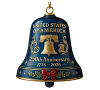 Campana decorativa per il 250° anniversario degli Stati Uniti, in metallo, commemorativa, decorazione per albero di Natale, celebrazioni festive, collezione regalo patriota (blu)
