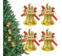 Campana di Natale, 4 ciondoli appendibili con, ornamenti per albero di Natale, per ghirlande da appendere all'esterno, vacanze, feste, casa, pomello da parete