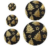 Campana di Natale e albero oro e nero 5 coperchi per lattine allungabili in 5 dimensioni coperture per ciotole coperchi per pane lievitazione naturale per frigorifero, campeggio e cucina