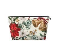 Campana di Natale floreale della Stella di Natale di Natale, Borsa da toilette Borsa per trucco Borsa per cosmetici Borsa da toilette da viaggio portatile
