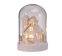 Campana di vetro decorativa a LED. Mini città di Natale. Scena di Natale in vetro illuminato.