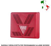 CAMPANA ELETTRONICA ROSSA ALIMENT. 16/28 VCC SCRITTA FIRE PER SEGNALARE INCENDI