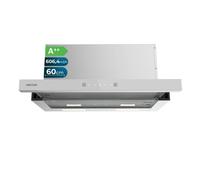 Cecotec Cappa Aspirante Telescopica Bolero Flux TLT 605501 Glass White A++, 60cm, 606,4m³/h Aspirazione, Classe A++, Controllo Touch Invisibile, Hand Movement Control, Booster, Filtri Lavabili