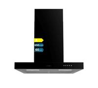 Cecotec Cappa Estrattore 60 cm Bolero Flux TM 606500 Black A. Motore 165 W, decorativo con finitura inox, aspirazione 650 m3/h, controllo meccanico, 3 livelli di potenza, luce e filtro al carbonio