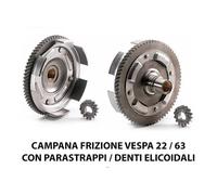 CAMPANA FRIZIONE 22/63 DENTI ELICOIDALI PIAGGIO VESPA 50 -90- 125 ET3