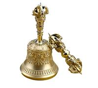 Campana In Ottone Metallo Vajra, La campana è incisa con un design vivido e coinvolgente ed è utilizzata come campana di invocazione for le preghiere di meditazione rituale buddista