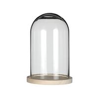 Campana in vetro a cupola con base in legno, Ø 11,5 cm, altezza 21 cm, diametro 14 cm